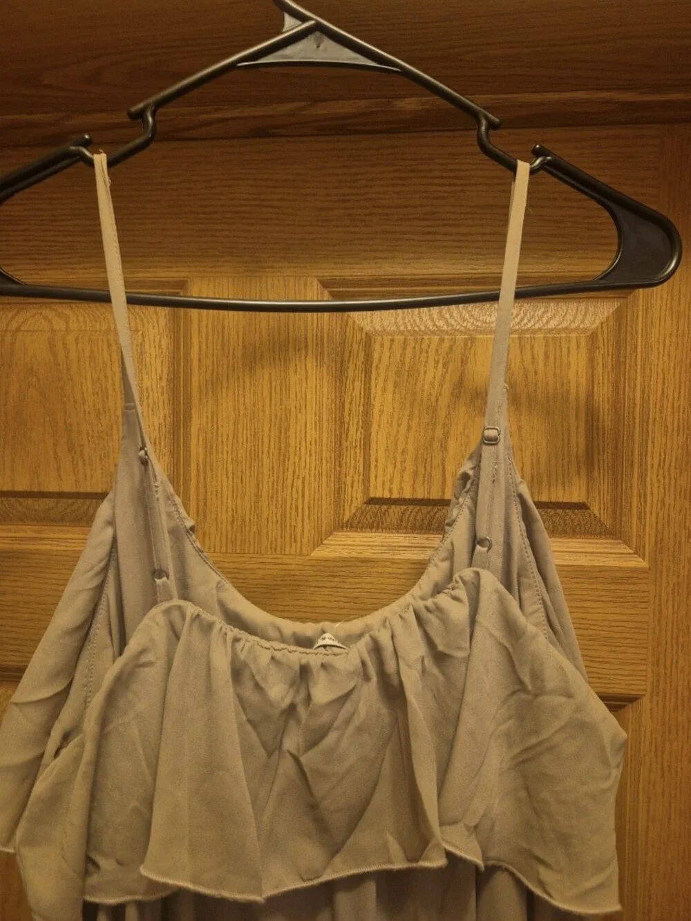 Abercrombie & Fitch Ruffle Tiered Maxi Dress Taupe Size M